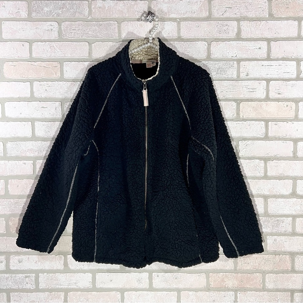 Carbon2cobalt Black Sherpa Zip Front Jacket Size XL